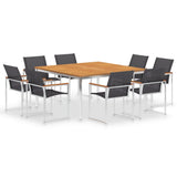 NNEVL 9 Piece Dining Set Textilene and Stainless Steel