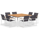 NNEVL 9 Piece Garden Dining Set Solid Teak Wood and Stainless Steel