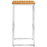 NNEVL 3 Piece Bar Set Solid Acacia Wood and Stainless Steel