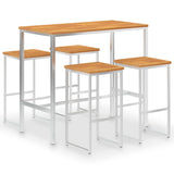 NNEVL 5 Piece Bar Set Solid Acacia Wood and Stainless Steel