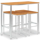 NNEVL 5 Piece Bar Set Solid Acacia Wood and Stainless Steel