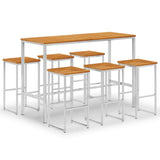 NNEVL 7 Piece Bar Set Solid Acacia Wood and Stainless Steel