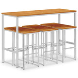NNEVL 7 Piece Bar Set Solid Acacia Wood and Stainless Steel