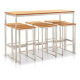 NNEVL 7 Piece Bar Set Solid Teak Wood and Stainless Steel