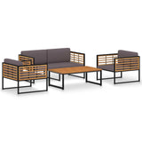 NNEVL 4 Piece Garden Lounge Set Solid Acacia Wood and Steel