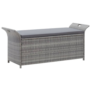 NNEVL Storage Bench with Cushion Grey 138 cm Poly Rattan