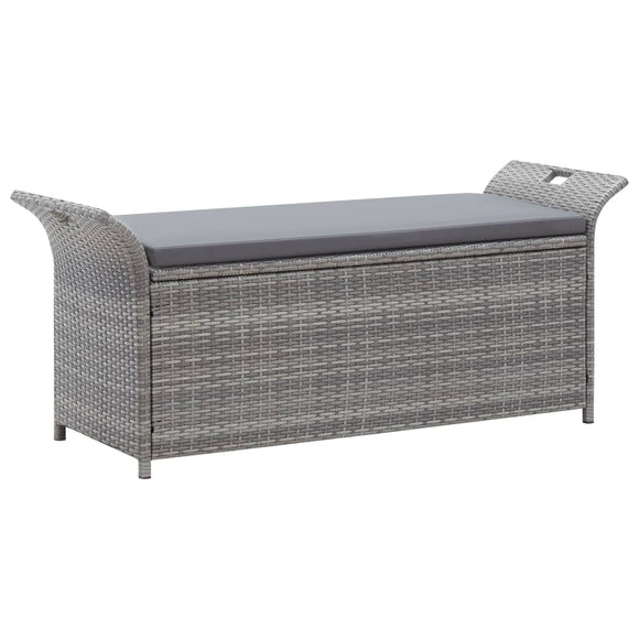 NNEVL Storage Bench with Cushion Grey 138 cm Poly Rattan