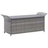 NNEVL Storage Bench with Cushion Grey 138 cm Poly Rattan