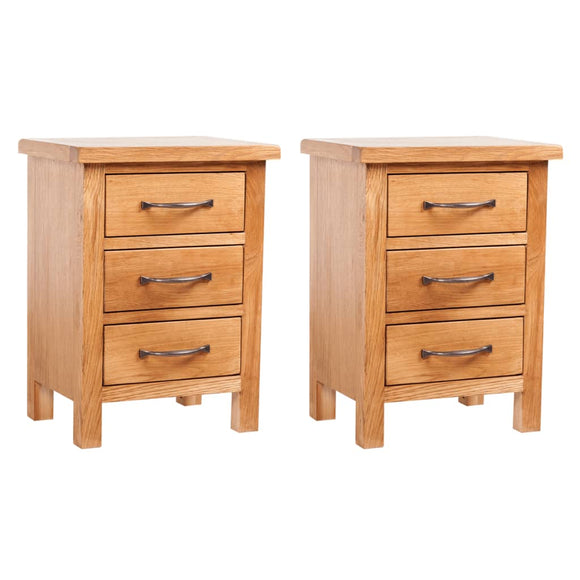 NNEVL Nightstands 2 pcs 40x30x54 cm Solid Oak Wood