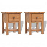 NNEVL Nightstands 2 pcs 36x30x47 cm Solid Oak Wood