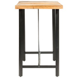NNEVL 9 Piece Bar Set Solid Acacia Wood and Genuine Leather