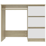 NNEVL Desk White and Sonoma Oak 90x45x76 cm Chipboard