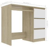 NNEVL Desk White and Sonoma Oak 90x45x76 cm Chipboard