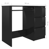 NNEVL Desk High Gloss Black 90x45x76 cm Chipboard