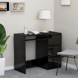 NNEVL Desk High Gloss Black 90x45x76 cm Chipboard