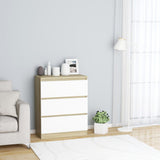 NNEVL Sideboard White and Sonoma Oak 60x35x76 cm Engineered Wood