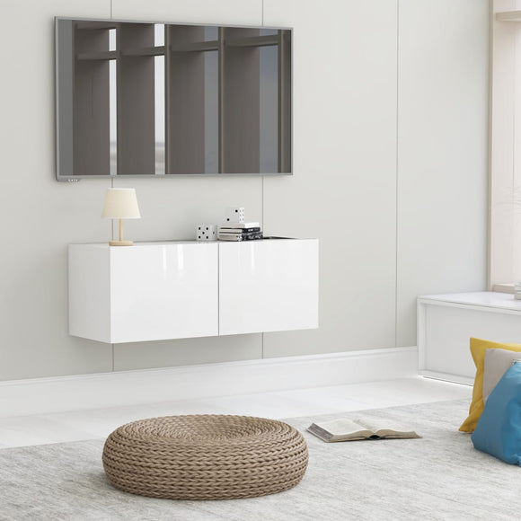 NNEVL TV Cabinet High Gloss White 80x30x30 cm Chipboard