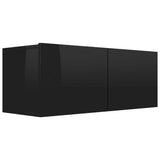 NNEVL TV Cabinet High Gloss Black 80x30x30 cm Chipboard
