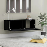 NNEVL TV Cabinet Black 100x30x30 cm Chipboard