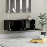 NNEVL TV Cabinet High Gloss Black 100x30x30 cm Chipboard