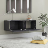 NNEVL TV Cabinet High Gloss Grey 100x30x30 cm Chipboard