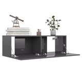 NNEVL TV Cabinet High Gloss Grey 100x30x30 cm Chipboard