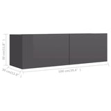 NNEVL TV Cabinet High Gloss Grey 100x30x30 cm Chipboard