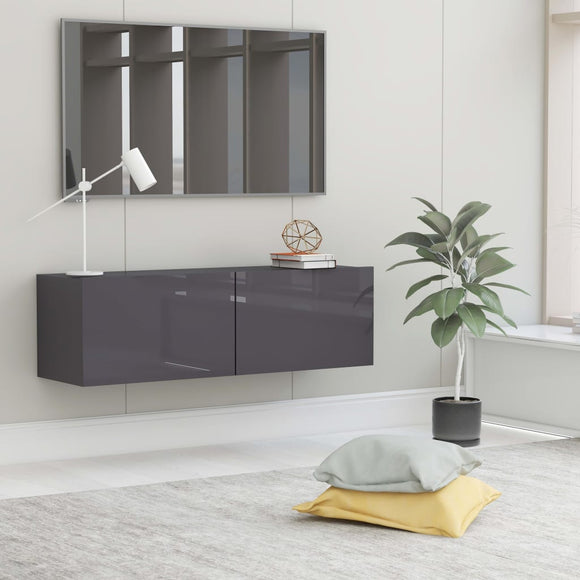NNEVL TV Cabinet High Gloss Grey 100x30x30 cm Chipboard