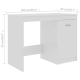 NNEVL Desk High Gloss White 100x50x76 cm Chipboard