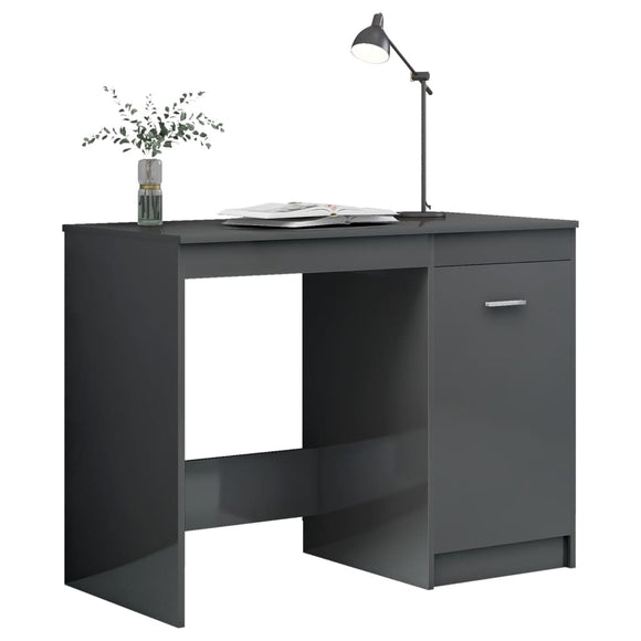 NNEVL Desk High Gloss Grey 100x50x76 cm Chipboard