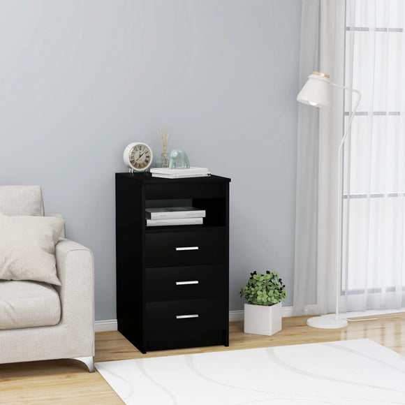NNEVL Drawer Cabinet Black 40x50x76 cm Engineered Wood