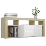 NNEVL TV Cabinet White and Sonoma Oak 120x30x50 cm Engineered Wood