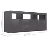 NNEVL TV Cabinet High Gloss Grey 120x30x50 cm Chipboard