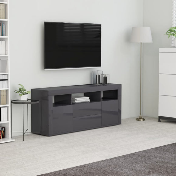 NNEVL TV Cabinet High Gloss Grey 120x30x50 cm Chipboard