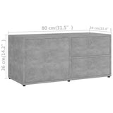 NNEVL TV Cabinet Concrete Grey 80x34x36 cm Chipboard