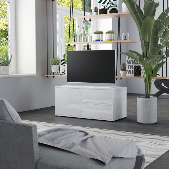 NNEVL TV Cabinet High Gloss White 80x34x36 cm Chipboard