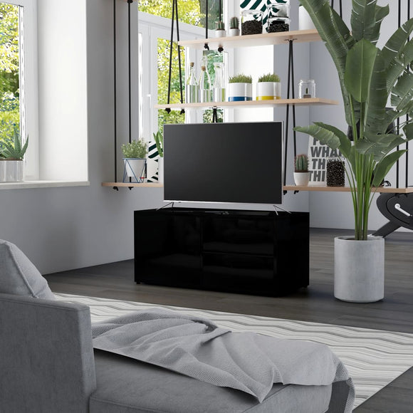NNEVL TV Cabinet High Gloss Black 80x34x36 cm Chipboard