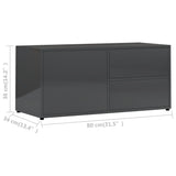 NNEVL TV Cabinet High Gloss Grey 80x34x36 cm Chipboard