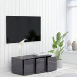 NNEVL TV Cabinet High Gloss Grey 80x34x30 cm Chipboard