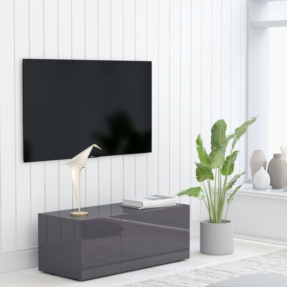 NNEVL TV Cabinet High Gloss Grey 80x34x30 cm Chipboard