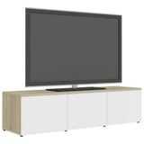 NNEVL TV Cabinet White and Sonoma Oak 120x34x30 cm Engineered Wood
