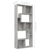 NNEVL Book Cabinet Concrete Grey 67x24x161 cm Chipboard