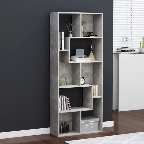 NNEVL Book Cabinet Concrete Grey 67x24x161 cm Chipboard
