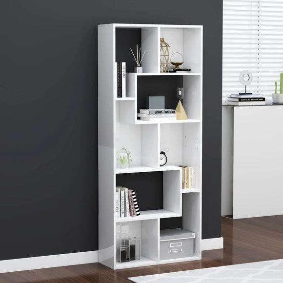 NNEVL Book Cabinet High Gloss White 67x24x161 cm Chipboard