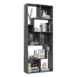 NNEVL Book Cabinet High Gloss Grey 67x24x161 cm Chipboard