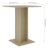 NNEVL Bistro Table Sonoma Oak 60x60x75 cm Chipboard