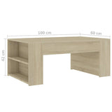 NNEVL Coffee Table Sonoma Oak 100x60x42 cm Chipboard