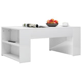 NNEVL Coffee Table High Gloss White 100x60x42 cm Chipboard