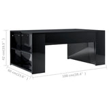 NNEVL Coffee Table High Gloss Black 100x60x42 cm Chipboard