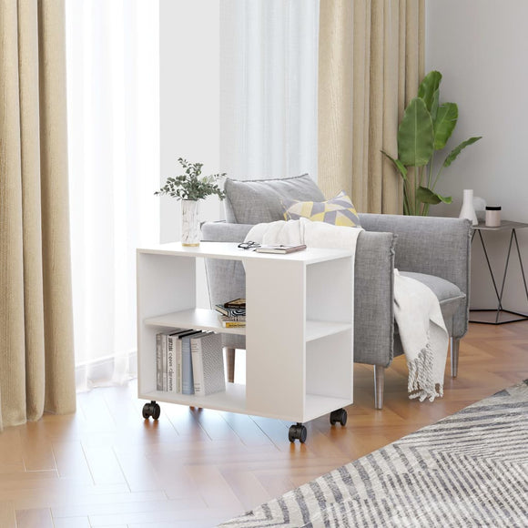 NNEVL Side Table White 70x35x55 cm Engineered Wood